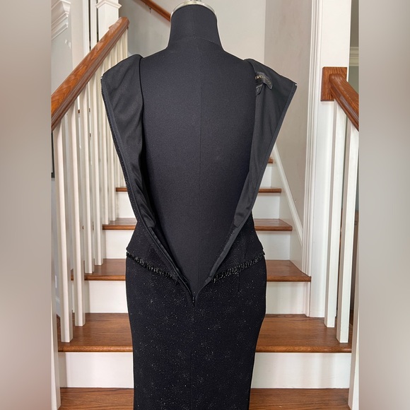 Vintage Scott McClintock Black Sparkle Evening Gown Petite 4 Beaded Formal - Picture 9 of 11